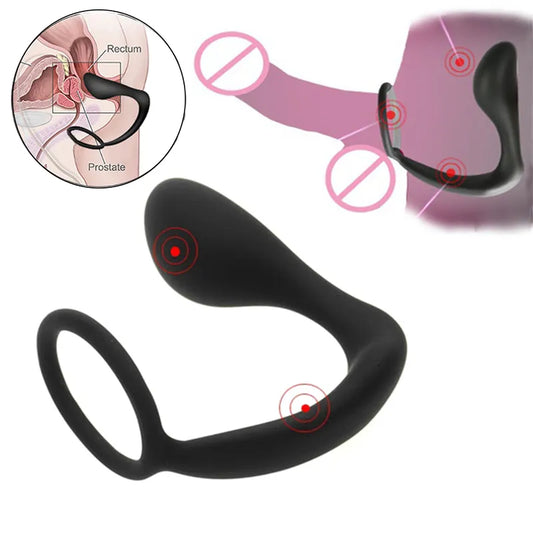 Penis ring with vibration anal plug